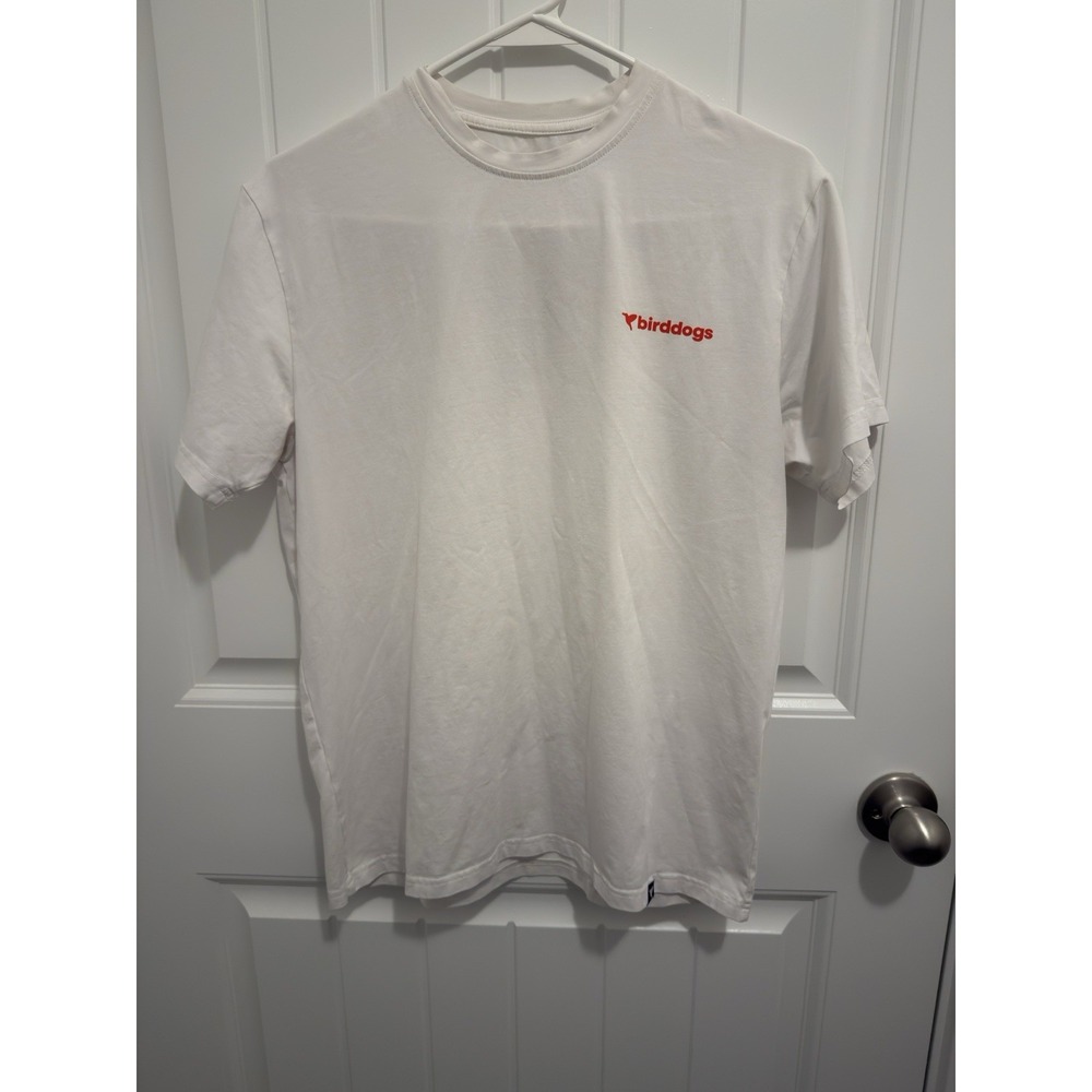 Birddogs Mens White Floral Bird Graphic Logo Short Sleeve T-Shirt‎ Size M